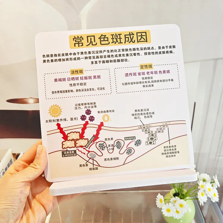 皮肤管理医美问诊咨询立牌雪弗板分层抗衰问题肌肤知识双面展示牌