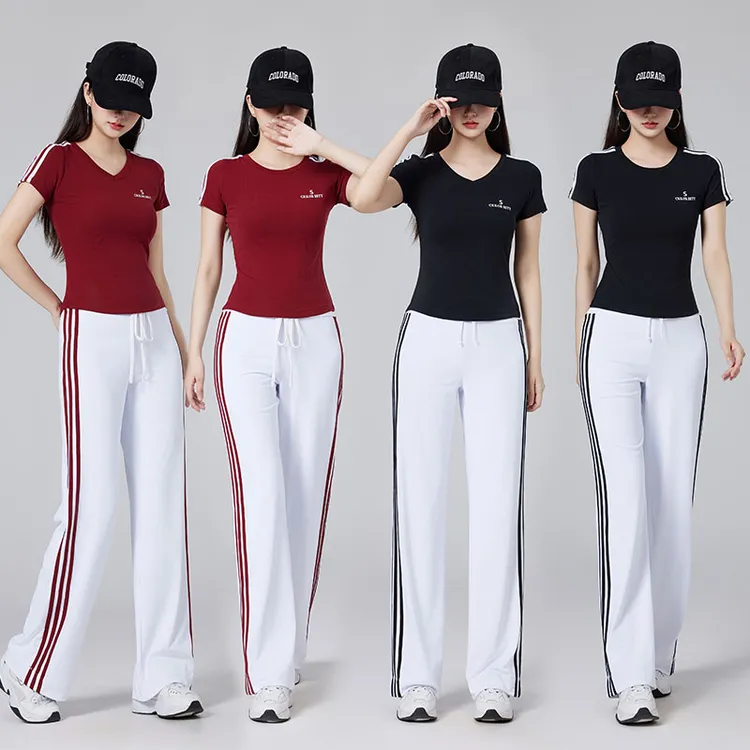 新款广场舞女夏健身运动服装鬼步舞健身跳操运动曳步舞跳舞服套装