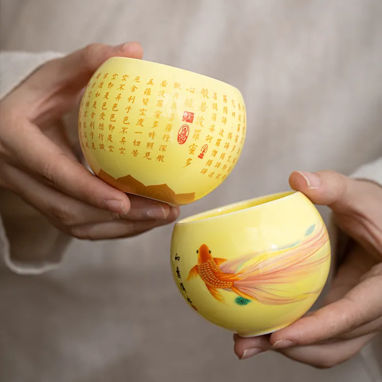 陶瓷心经中式高档品茗杯主人杯单杯功夫茶具茶杯个人羊脂玉大号批