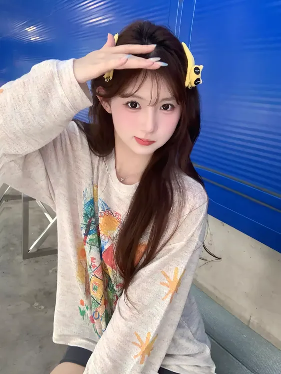 国潮牌彩色手绘涂鸦防晒罩衫女夏季薄纱设计感小众宽松慵懒风上衣