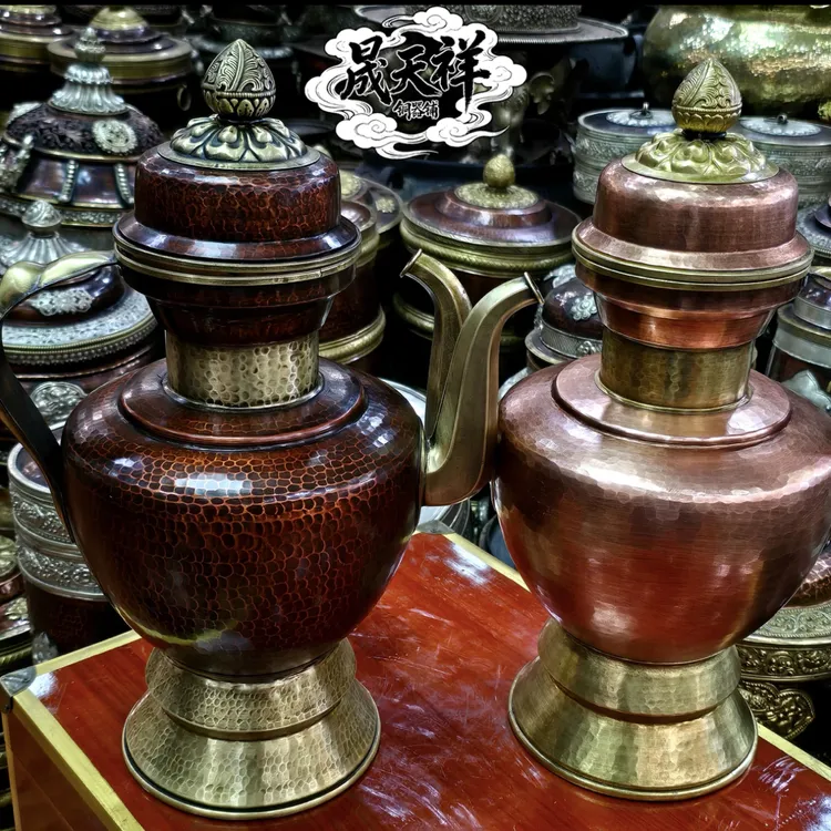 纯手工藏式合金糌粑盒家用创意民族风摆件