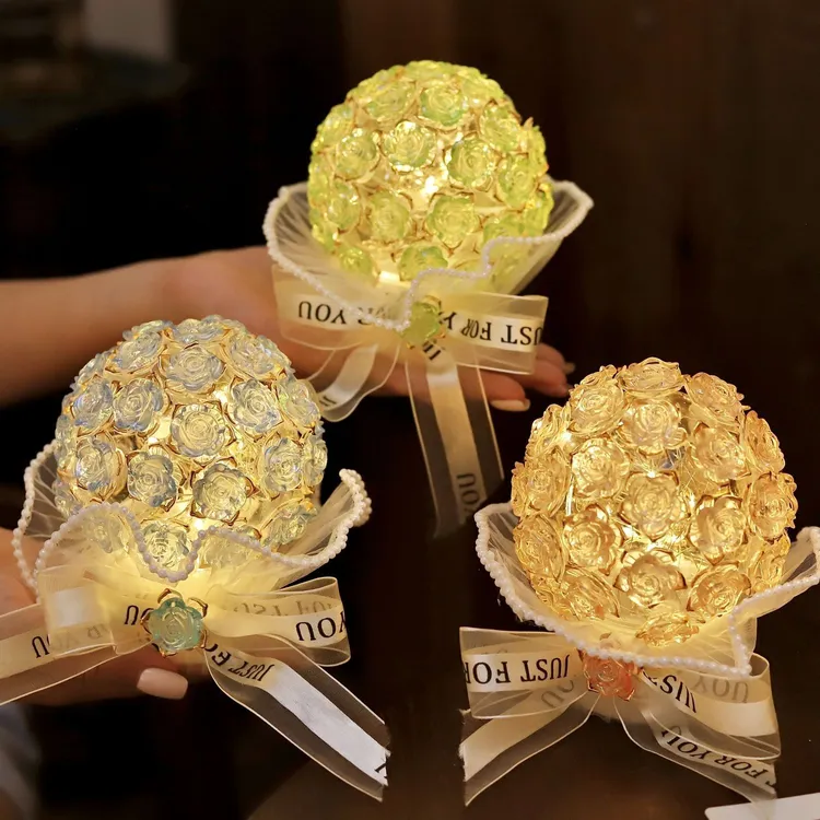 2025新品治愈系浪漫玫瑰花球小花灯创意礼品套装DIY制作材料包