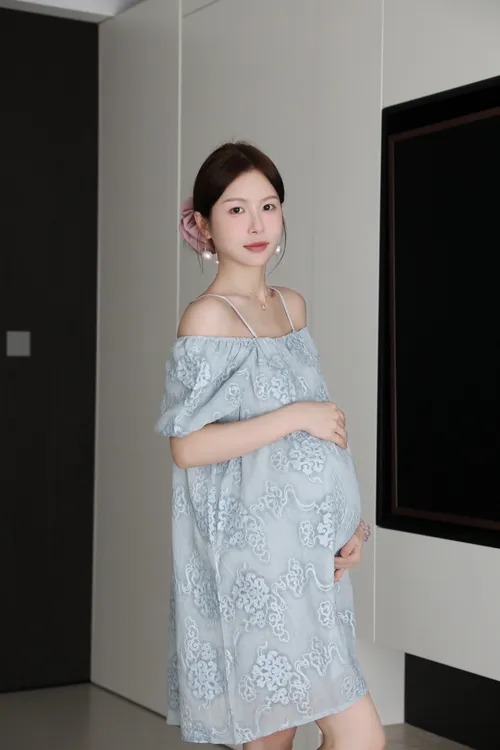 senenmu 两穿刺绣裙 夏款新款显瘦小个子孕妇装连衣裙