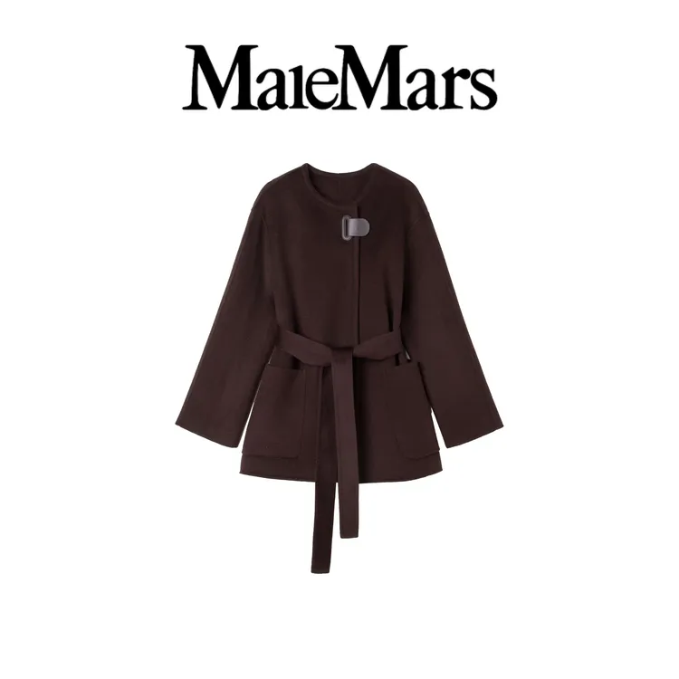 100%绵羊毛时尚极简气质设计师双面呢秋冬直筒轻奢毛呢外套商品图