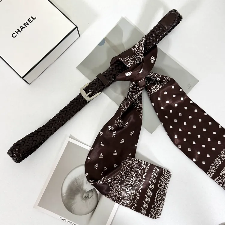 2025新款秋冬百搭腰带女编织双面咖色时尚腰带牛仔裤腰带皮带女款