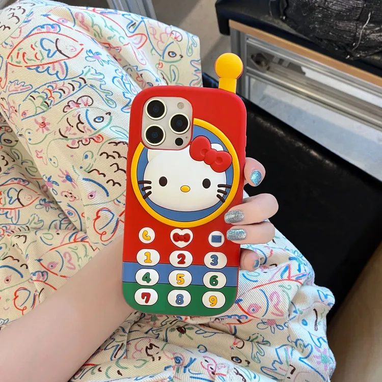 苹果|kitty猫电话机卡通可爱大哥大适用iPhone16女款15硅胶手机壳