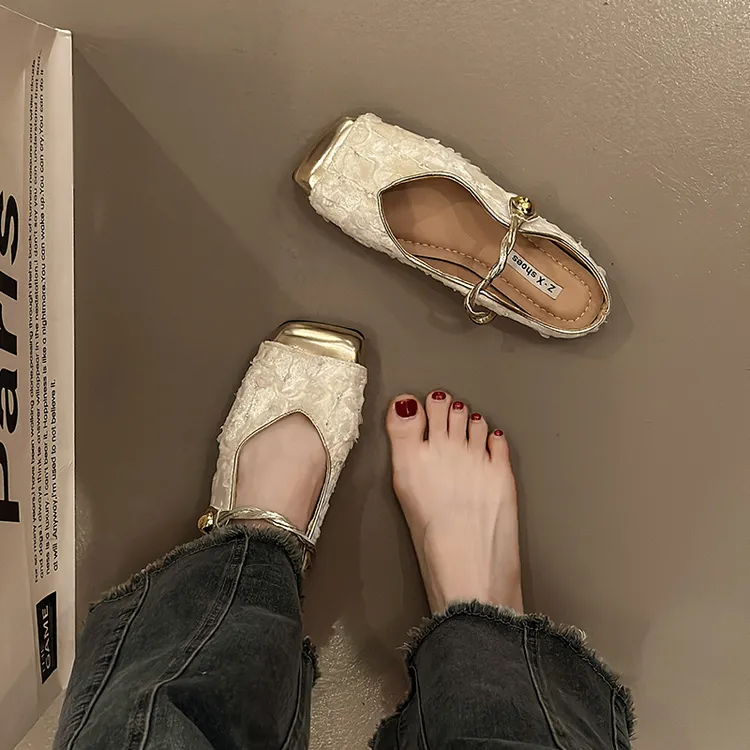 时尚百搭2025年气质玛丽珍鞋温柔平底女半拖鞋春秋新款包头仙女风