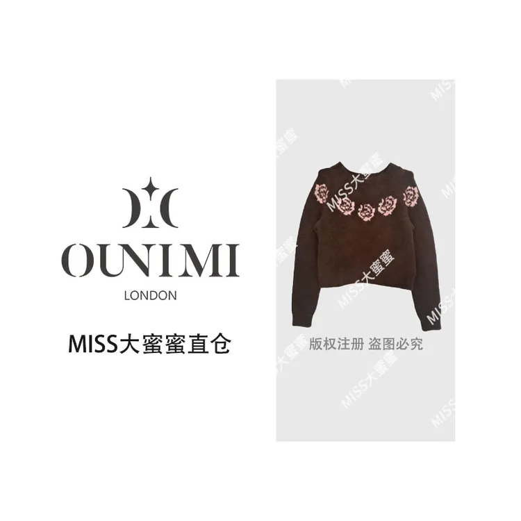 欧倪蜜 OUNIMI  高品舒适复古提花蔷薇长袖针织衫M-3003
