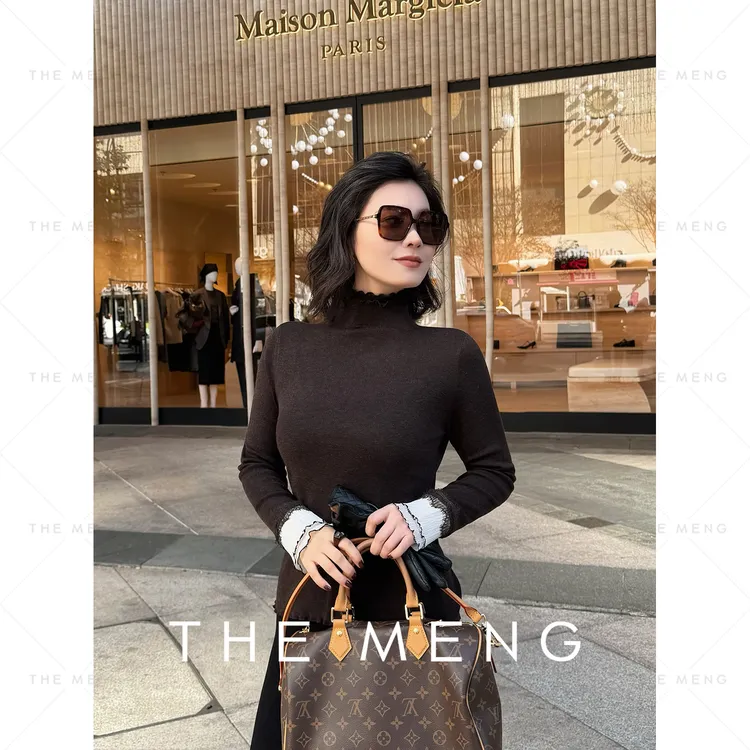 THE MENG【焦点】48支绵羊毛花边领轻暖亲肤打底针织衫#M254E1993