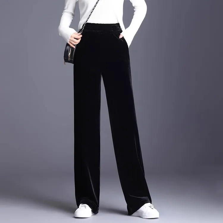 黑色阔腿裤秋季高腰休闲直筒裤长裤春秋休闲裤