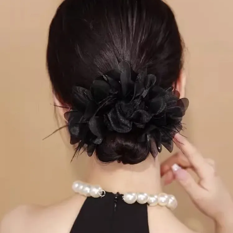 羽毛发圈太绝瞭日韩气质花瓣设计高弹力扎发夏季头饰