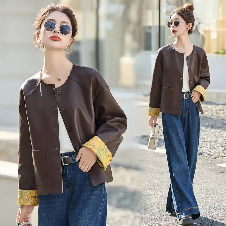 皮衣外套女2025春秋季新款巨好看的新中式短款休闲百搭两面穿夹克