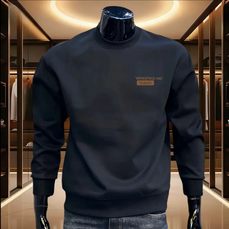 欧版男士卫衣圆领修身百搭冬装休闲打底衫潮牌重磅长袖加绒加厚