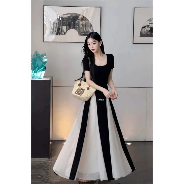 【浪漫魔法家】独有氛围拿捏回头率设计感拼网纱连衣裙A375