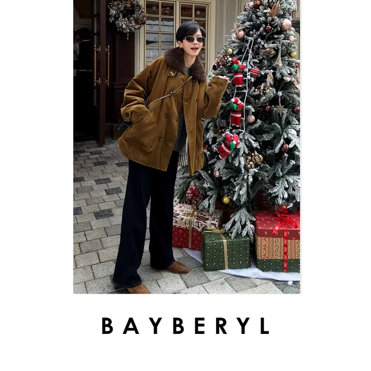 BAYBERYL老贝挚爱*可拆毛领灯芯绒时尚保暖外套MF5K2005-12/7