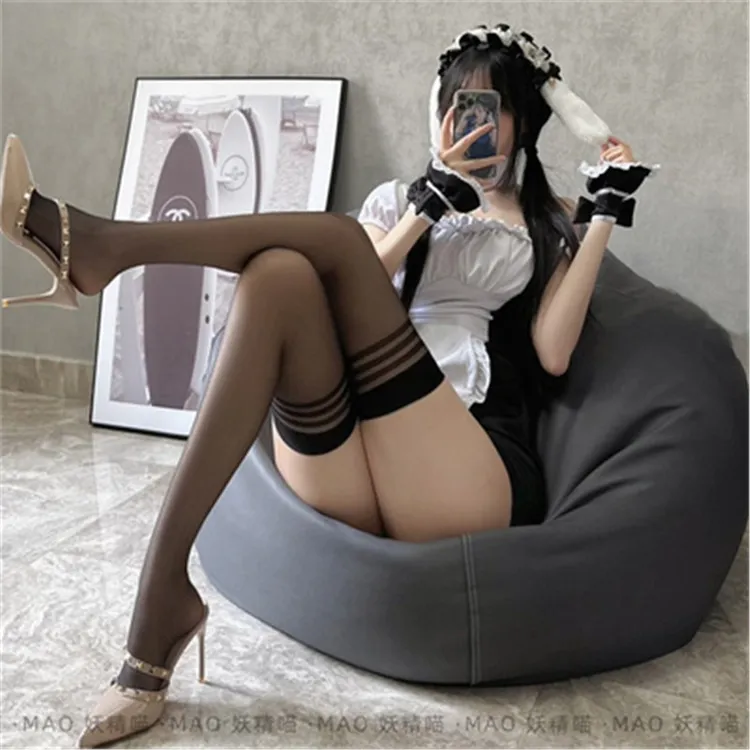 长筒袜日系白色蕾丝过膝美腿长筒袜黑丝秋冬款季性感JK白丝袜女光