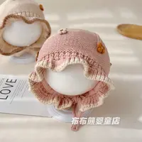 女宝宝冬季公主洋气护耳帽婴儿秋冬天加厚保暖毛线帽婴幼儿宫廷帽