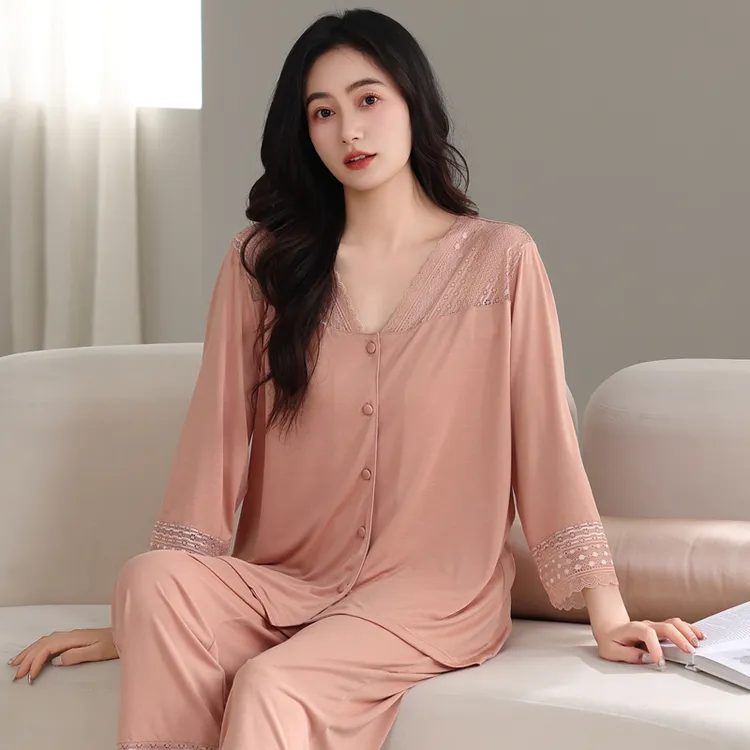 睡衣女款爆款2025新款春秋季莫代尔长袖套装夏季女士可外穿家居服