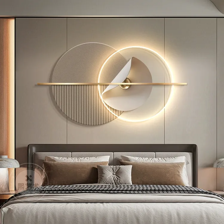 无灯卧室床头装饰画轻奢高级感主卧壁饰画客厅墙意式极简挂画