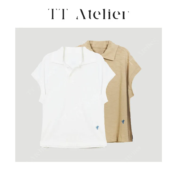 TT设计师【日光】小众夏季翻领短袖T恤百搭半纽扣polo衫TT250590