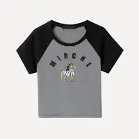 5MDT016【萌萌马】【MIRCHE】进口面料定制时尚气质短袖上衣