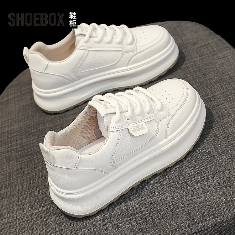 SHOEBOX鞋柜小白鞋女2025春秋新款百搭厚底运动板鞋软底运动鞋