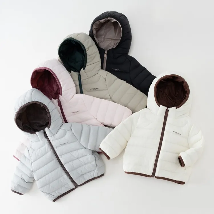 冬季儿童羽绒服宝宝中厚款连帽外套男女幼童排骨款白鸭绒保暖上衣