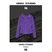 娟【UKKUSKUDIO】气质修身显白拉链重磅连帽卫衣313585