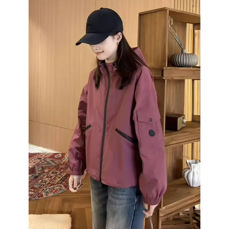高级感连帽冲锋衣外套女秋季新款韩系小个子百搭显瘦夹克上衣