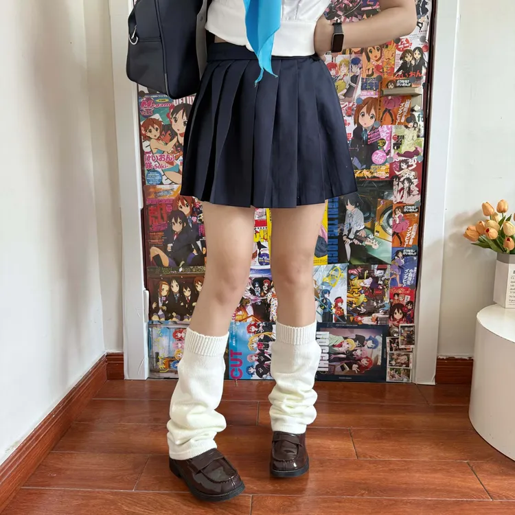 55厘米平板泡泡袜套校供感大象袜加宽针织堆堆袜jk穿搭腿套