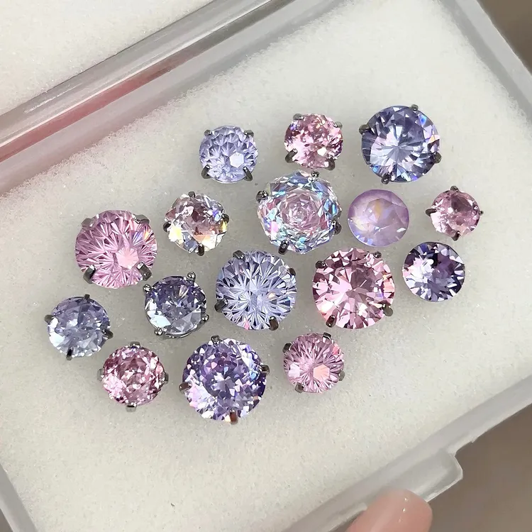 钛钢耳饰 粉紫微醺RINGRING商店少女风耳骨钉钛钢养耳耳钉