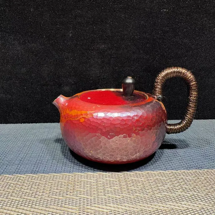 茶壶150毫升 荔枝红 一体泡茶壶 手工锻打紫铜壶