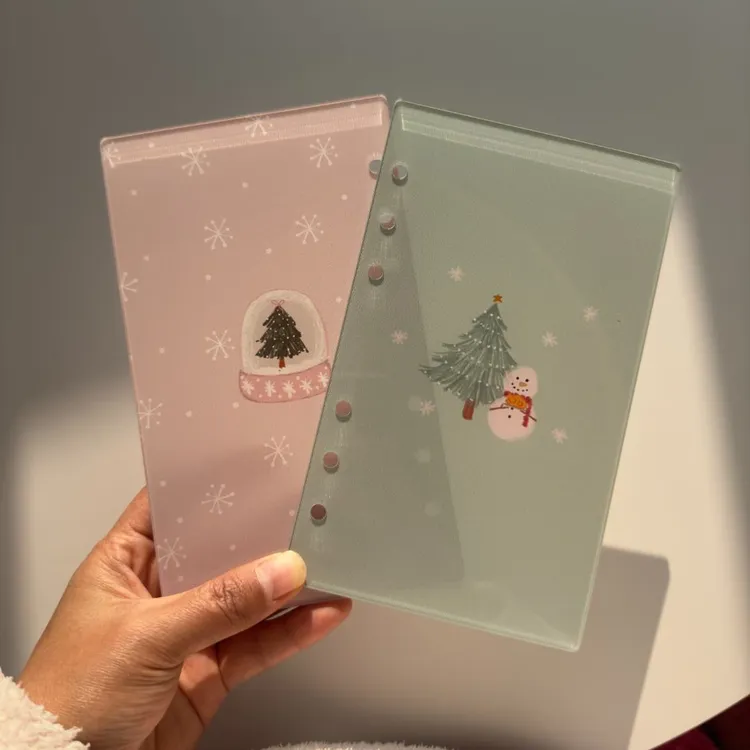 A6 圣诞快乐/手绘吐司面包/圣诞主题亚克力存钱活页本（附扣环）