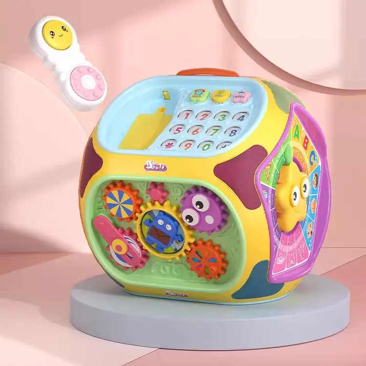 宝丽七面体儿童玩具多功能声光智慧屋益智音乐学习屋压盒