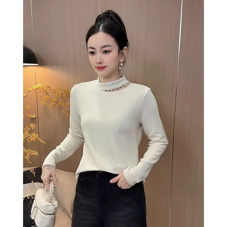 【8270】新品慕斯双面绒钉珠保暖上衣