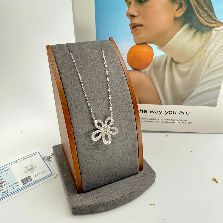 坠链均925银 【太阳花】韩版轻奢时尚新款百搭奢华坠均925银莫桑钻