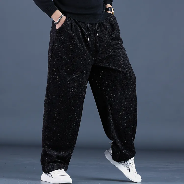 2025秋冬高档宽松阔腿裤暗黑系潮直筒裤男休闲裤发型师男裤