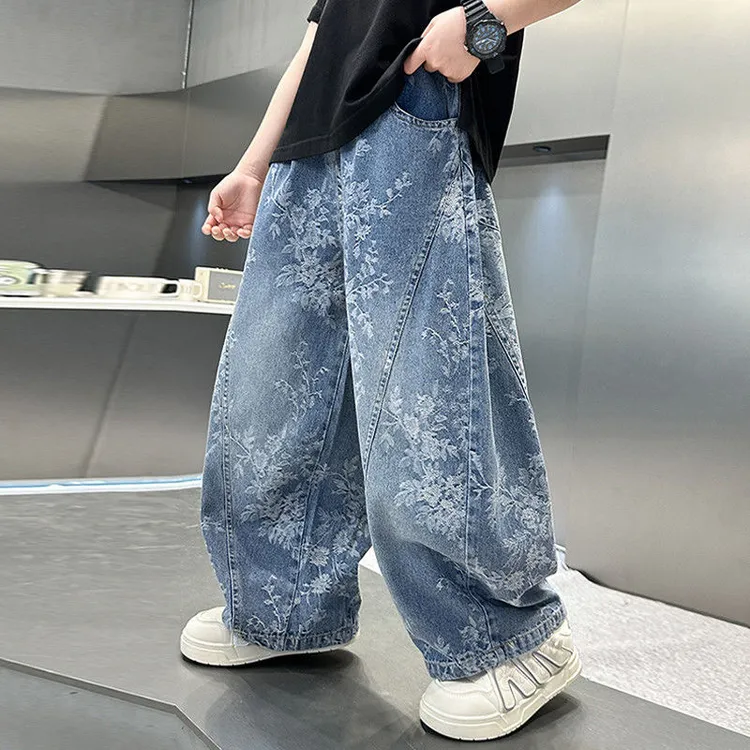 冰丝牛仔裤2025年夏款时尚时髦帅气中大童夏季薄款新款男童