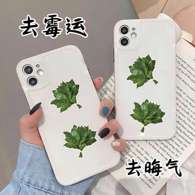 【去晦气】柚子叶手机贴纸原创设计转运冰箱贴手机贴电动车贴各种贴