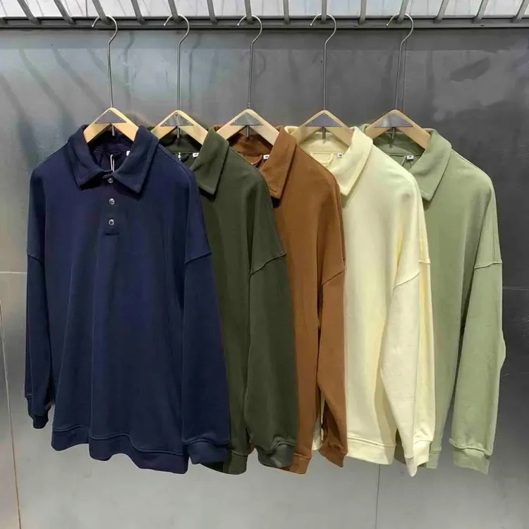 005秋季纯色翻领POLO领卫衣秋冬上衣韩版长袖不起球