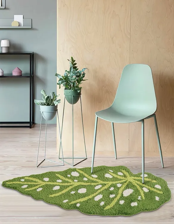 简约绿色绿叶地毯