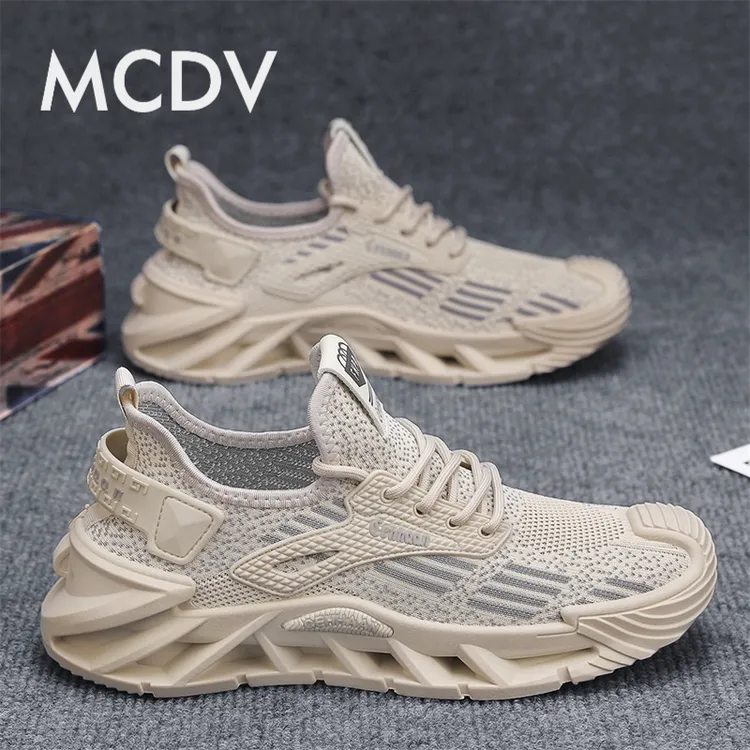 椰子男鞋2025新款夏季透气飞织网面运动鞋男士休闲软底防臭跑步鞋