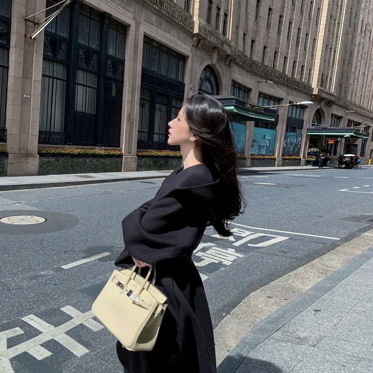 宽松气质双面羊绒大衣女中长款2025冬季新款韩版高端显瘦毛呢外套