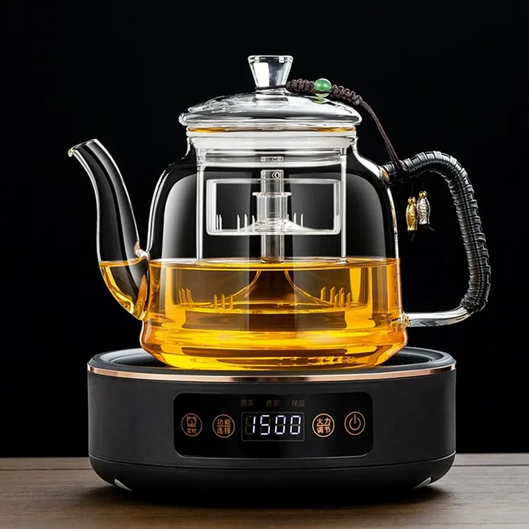 新款煮茶器加厚玻璃蒸煮一体大容量泡茶养生壶电陶炉专用烧水壶具