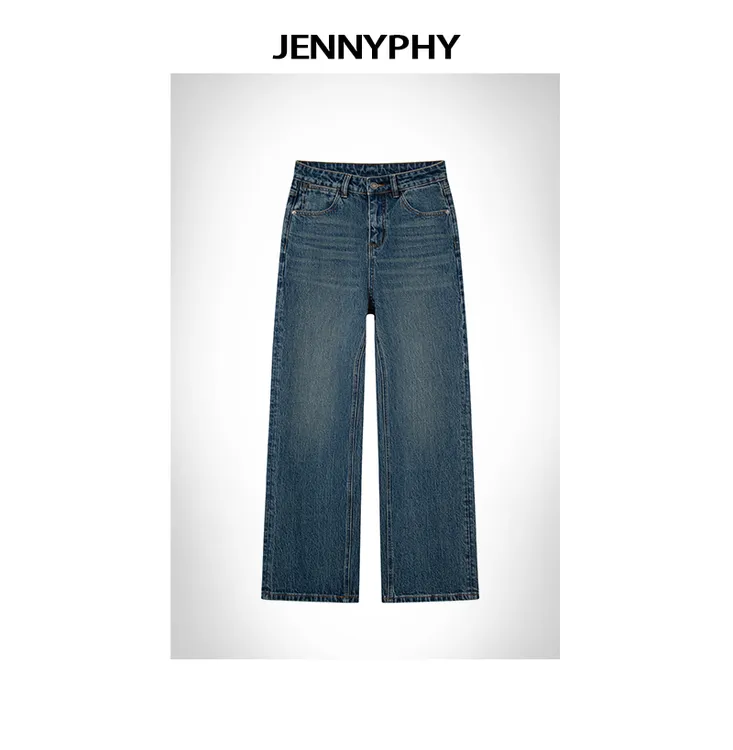 【JENNYPHY】新型树皮皱四面弹A字微阔直筒裤#6007