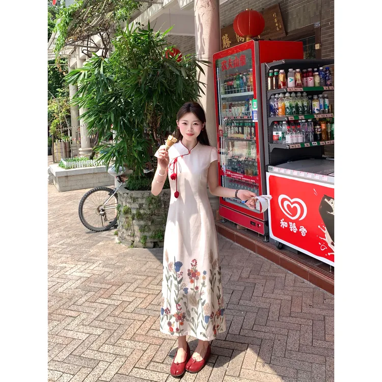  切糕自制【人间富贵花】小个子夏季知性禅意通勤改良新中式连衣裙