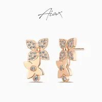 铜合金合成锆石耳饰 AIAX 镀K金 尚百搭精致经典老花耳环TSL1745