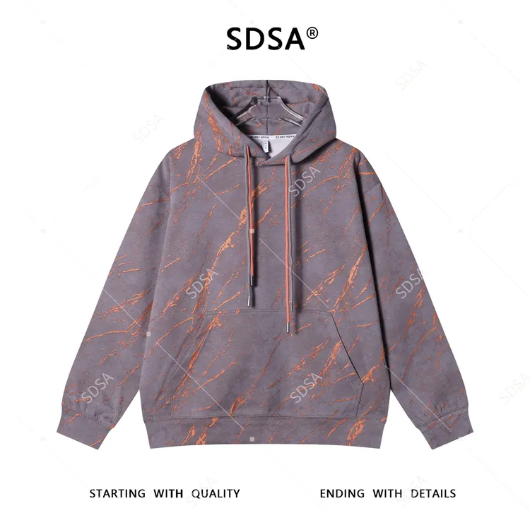 SDSA男士秋冬新款痞帅男装时尚撞色割破连帽卫衣百搭时尚上衣套头