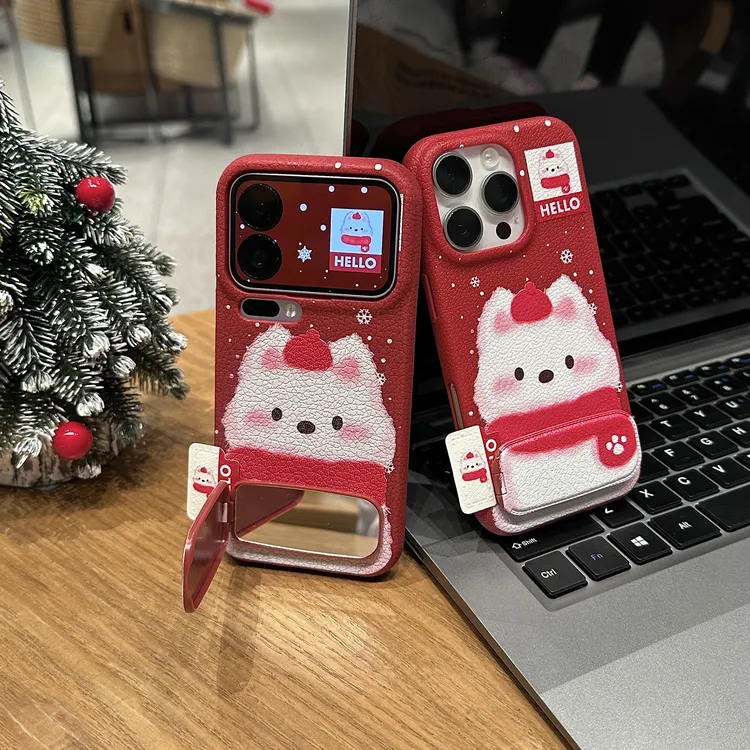 雅天立雪花围巾西高地适用苹果17支架手机壳华为oppo小米15vivo软