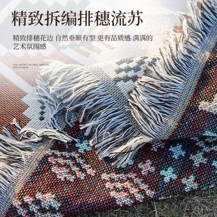 工厂现货野餐垫布户外防潮垫新款沙滩野营垫郊游野炊帐篷编织毯